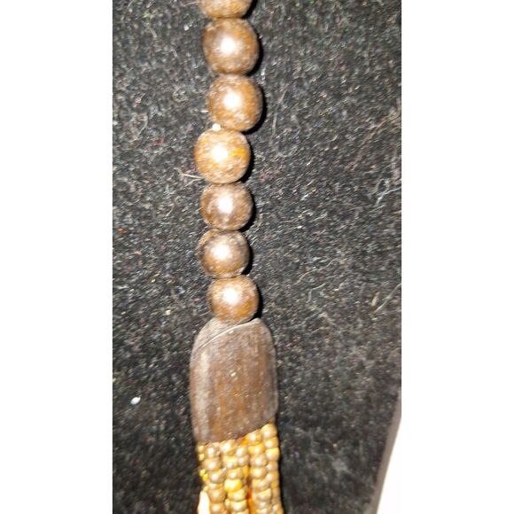 Artisan Lush Tribal Beaded Necklace Stone Chip Layered Organic Chunky VTG 90's - Picture 5 of 9